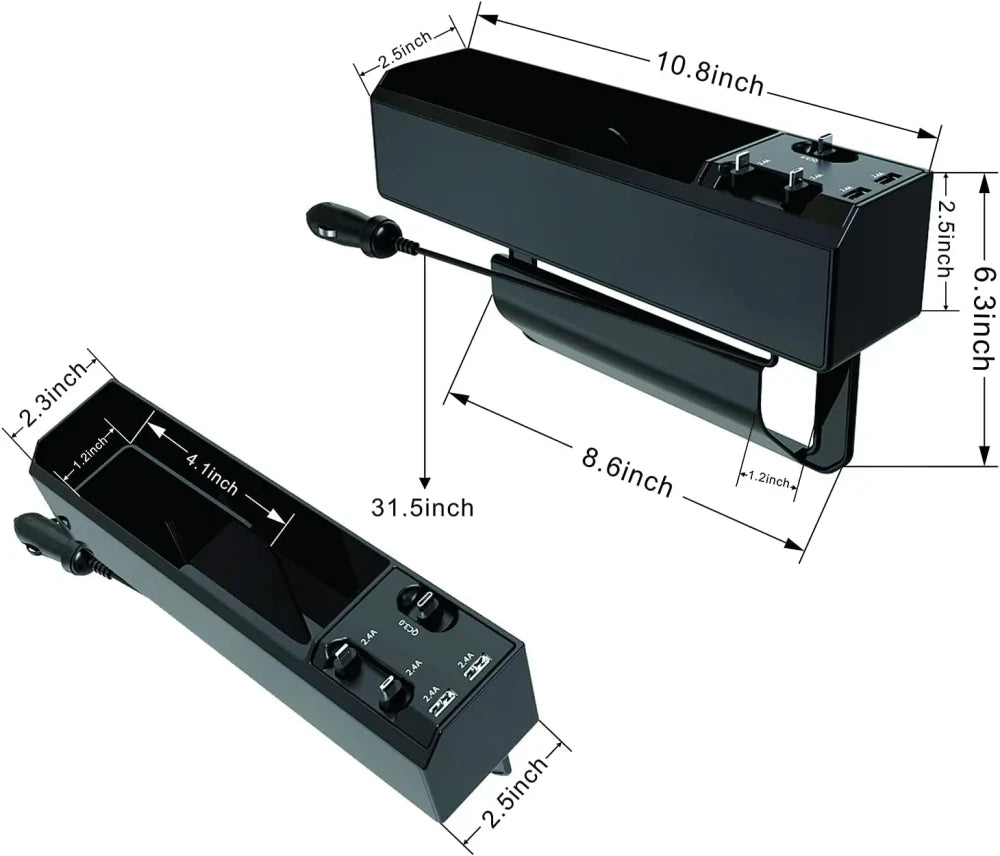 Car Seat Gap Organizer with USB Ports