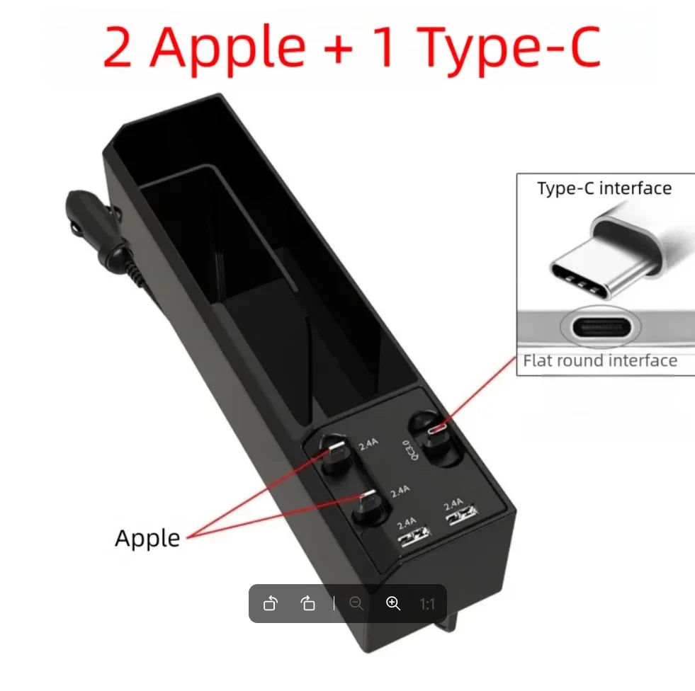 Car Seat Gap Organizer with USB Ports